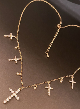 欧美百搭潮十字架吊坠女网红项链