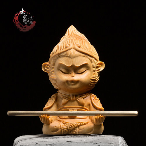 黄杨木雕手把件创意实木雕刻工艺品斗战胜佛车摆件齐天大圣孙悟空 - 图1