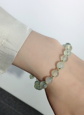 天然葡萄石手链女绿色