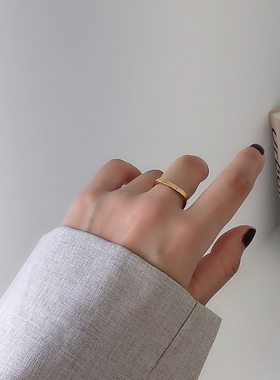 方戒方形戒指女素圈镀钛钢镀简约