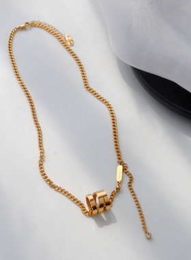 圆圈街头嘻哈风粗链条流苏吊坠