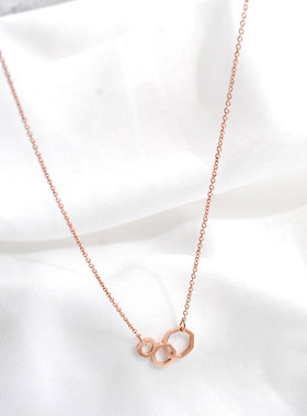 几何钛钢项链女不掉色玫瑰金混搭