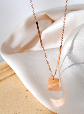 欧美铭牌长款钛钢项链ins冷淡风