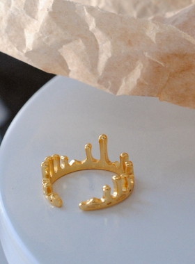 法式小众高级感个性金女开口戒指