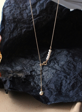 天然淡水珍珠项链女美国包金