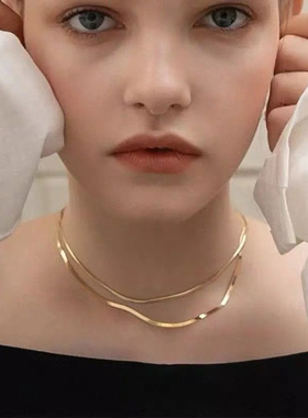 欧美光面蛇骨链玫瑰金14k包金ins