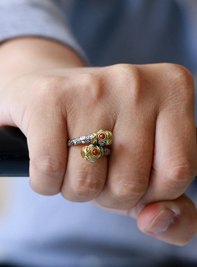 男女款925银祥云金箍棒戒指