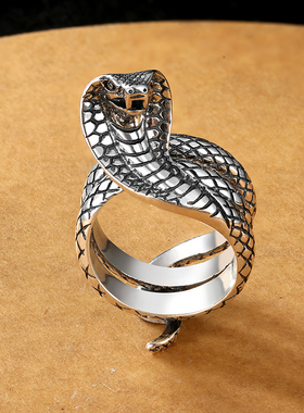 眼镜蛇手镯纯银男女同款戒指复古
