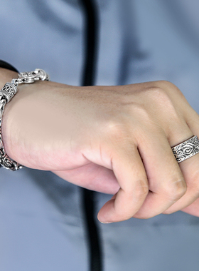 99足银男款手链纯银粗金刚杵潮男