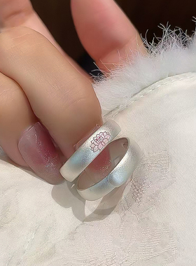 高级感珐琅彩莲花纯银戒指女开口