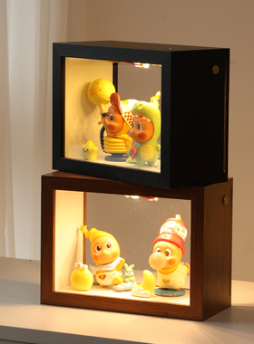 双面透明盲盒展示盒子带灯收纳