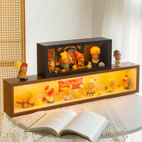 盲盒收纳盒适用泡泡玛特星星人小野造景展示柜礼物带灯相框展示盒 - 图0