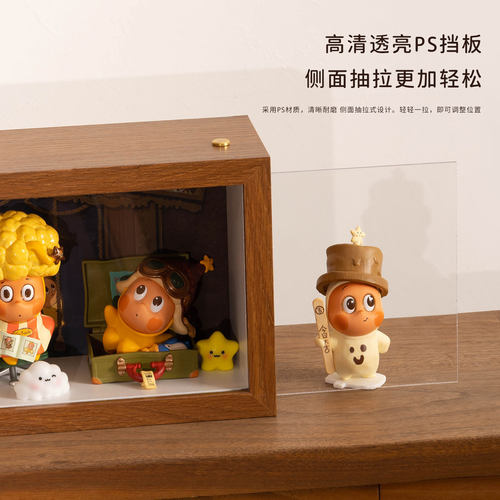 盲盒收纳盒适用泡泡玛特星星人小野造景展示柜礼物带灯相框展示盒 - 图3