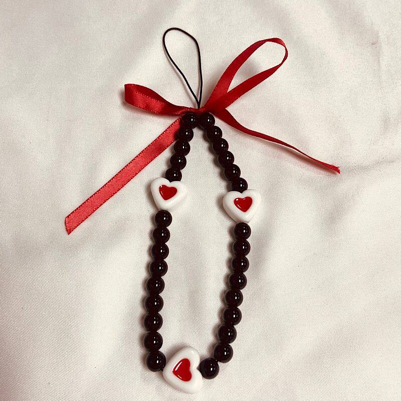手工ins风串珠手机链简约爱心蝴蝶结手机挂绳ccd相机书包百搭链条,淘宝优惠券,粉丝福利购,淘宝优惠卷