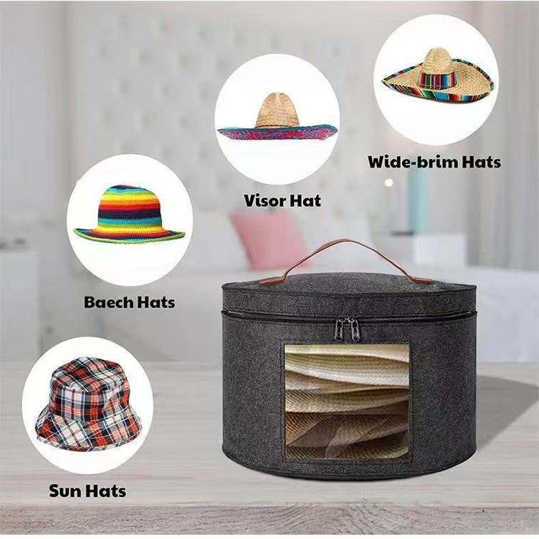【毛毡硬挺款】帽子收纳桶帽子收纳神器草帽大檐沙滩圆形帽收纳箱,淘宝优惠券,粉丝福利购,淘宝优惠卷