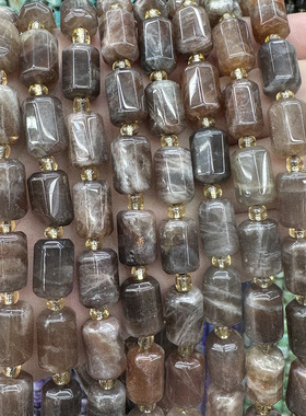 天然骨干太阳石散珠圆柱切面日光石水晶手链项链DIY半成品手串珠