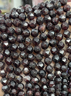 天然石榴石圆珠切面原石散珠手链项链半成品串珠DIY手串饰品8-9mm