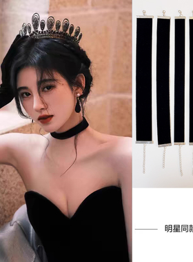 复古黑色丝绒颈带choker项圈