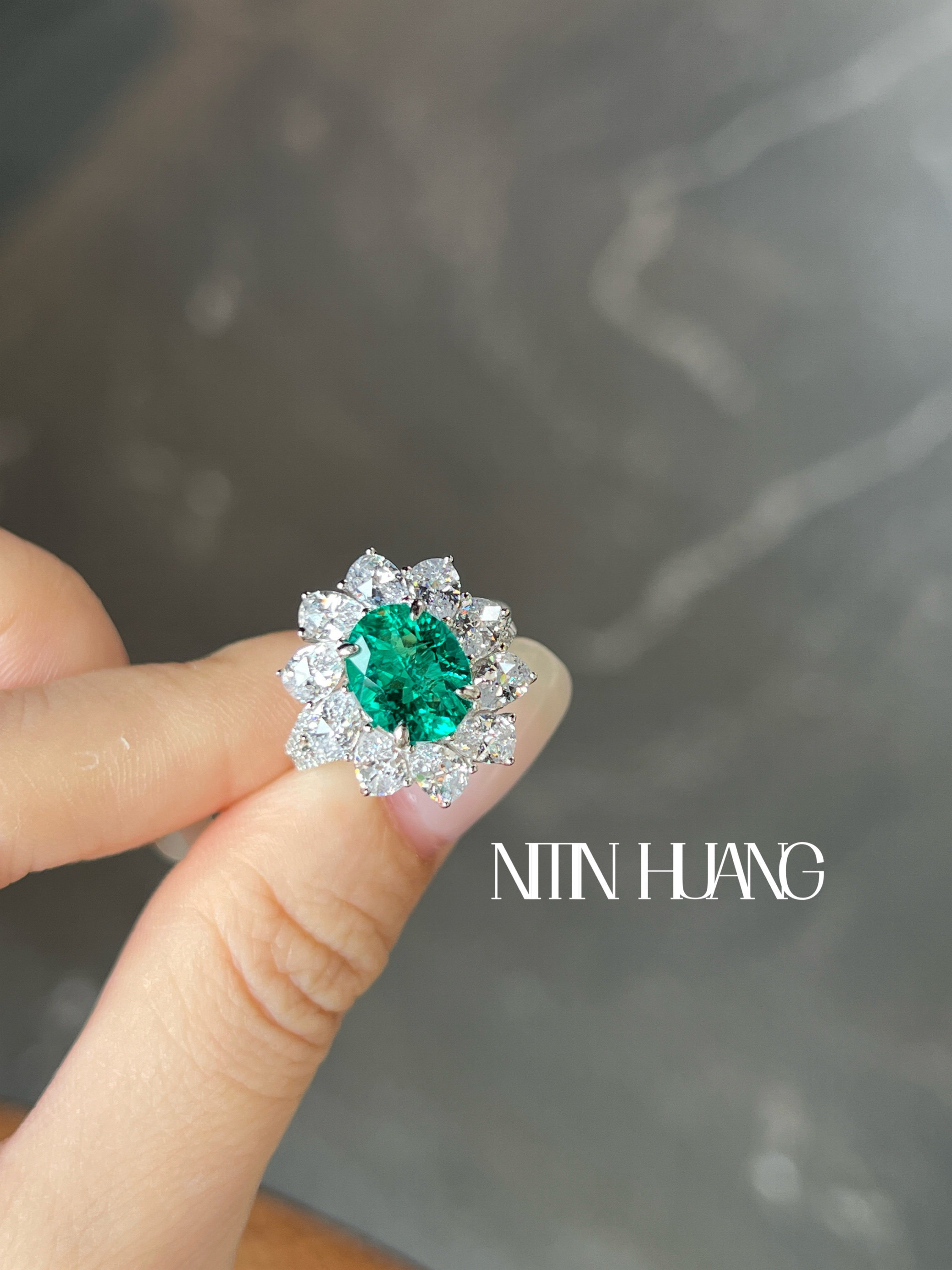 Colombian Emerald 925 Silver Royal Blue Ring
