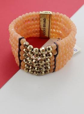 LK经典老款欧美饰品民族风橙色串珠手链时尚磁扣手镯