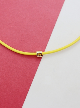 KS欧美时尚黄色皮绳女士项链颈链锁骨链精致气质优雅