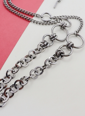 KC欧美复古黑色链条项链时尚百搭个性项链高级感轻奢独特vintage