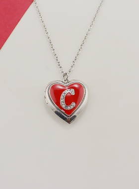欧美复古红色相扣爱心项链时尚百搭个性高级感轻奢独特