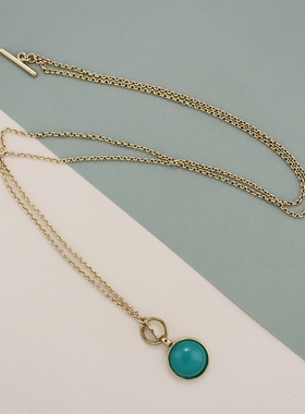 出口余单蓝色吊坠短款项链