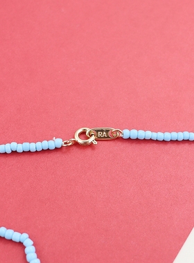 RA蓝色米珠小雏菊串珠项链时尚百搭个性锁骨链