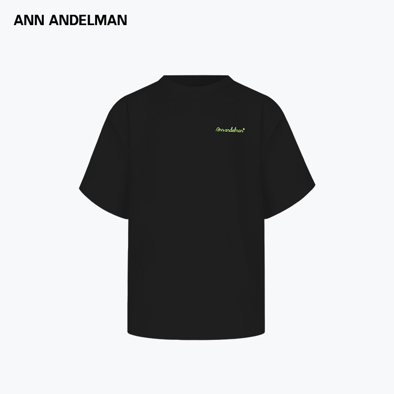 【明星同款】ANN ANDELMAN 纯色圆领宽松短袖上衣网球印花T恤,淘宝优惠券,粉丝福利购,淘宝优惠卷