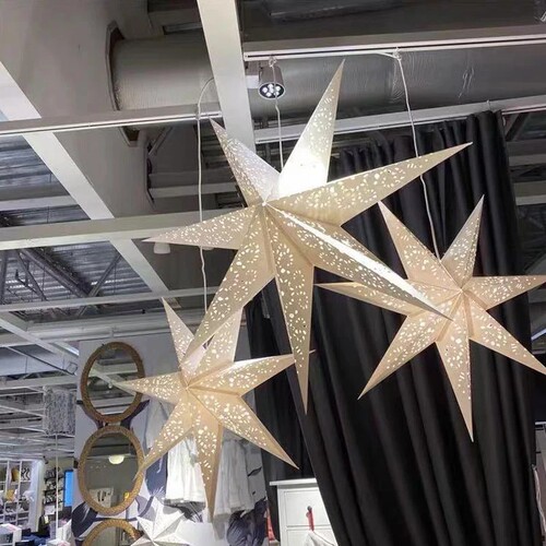 北欧现代简约圣诞纸星星七角星五角星吊灯窗台橱窗婚庆会展装饰品 - 图0