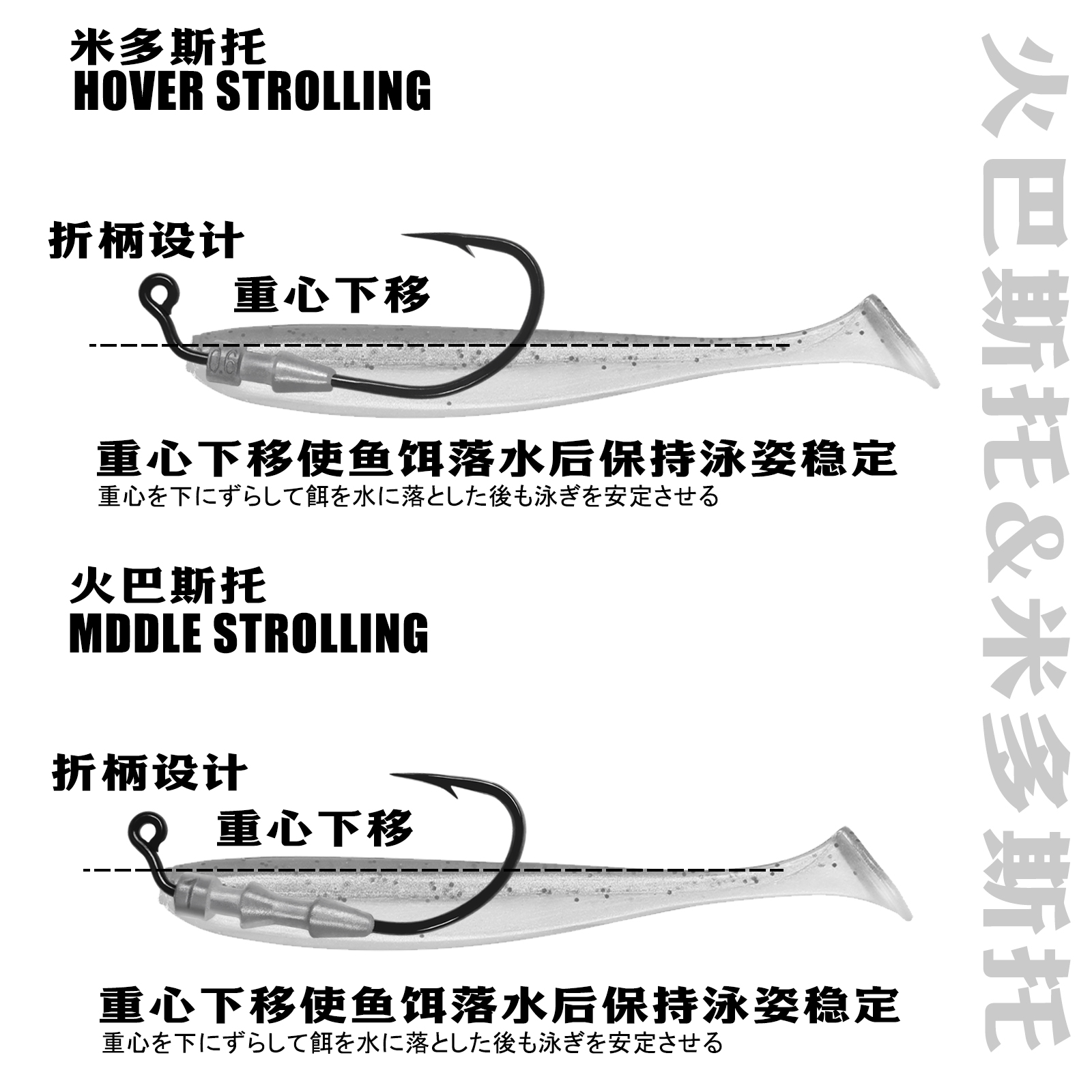 SAMOLLA新款火巴斯托钩米多斯托微铅铅头钩黑坑路亚WACKY隐藏铅头 - 图1