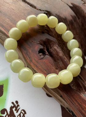 和田玉老型珠手链天然玉石卡12珠子手串