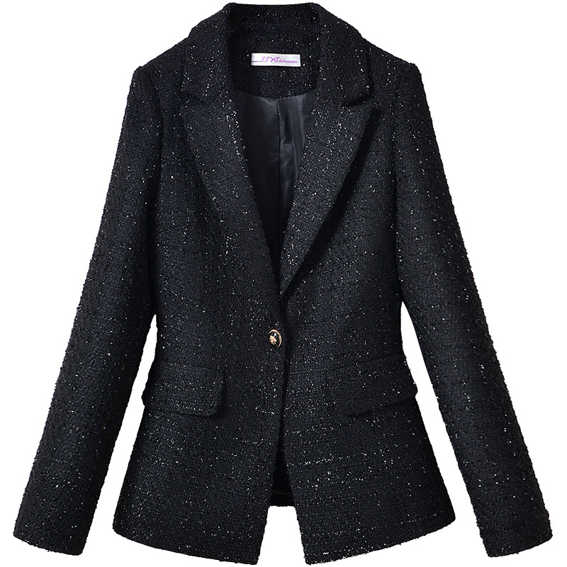 秋冬黑色休闲西装外套女高级设计感小众小香风外套女新款2022流行