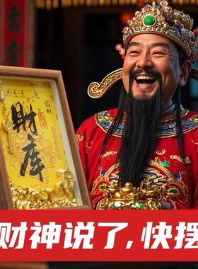 2026开金库黄财神相框摆件客厅
