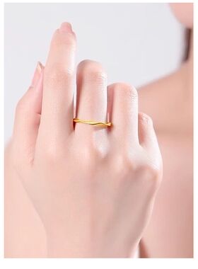 不掉色沙金莫比乌斯环戒指女纯黄金戒指5G工艺素圈指圈简约