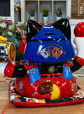 福缘猫开运武士招财猫装饰摆件