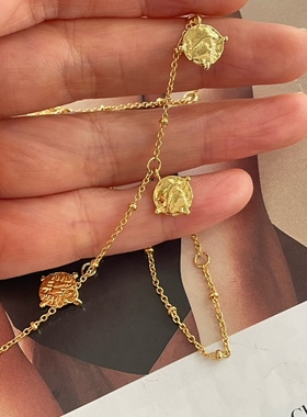 硬币人头像项链法式小众叠戴