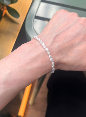 男士女式中性小颗巴洛克天然珍珠手链纯银扣素款简约细款百搭