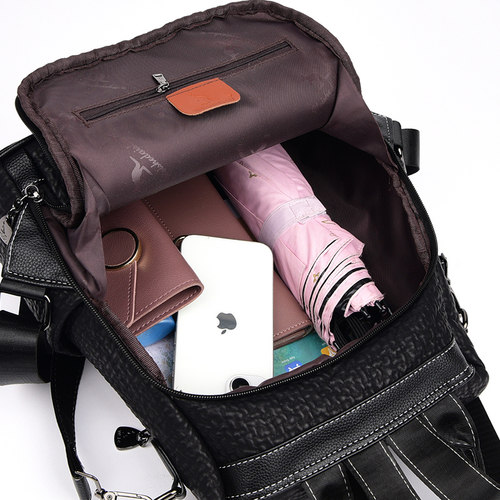 专柜正品双肩包女2025年新款时尚百搭大容量防盗真皮女式双肩背包 - 图2