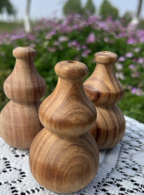 天然纹理 小叶香樟小葫芦 小花器8cm高 有树结有风化裂多样性