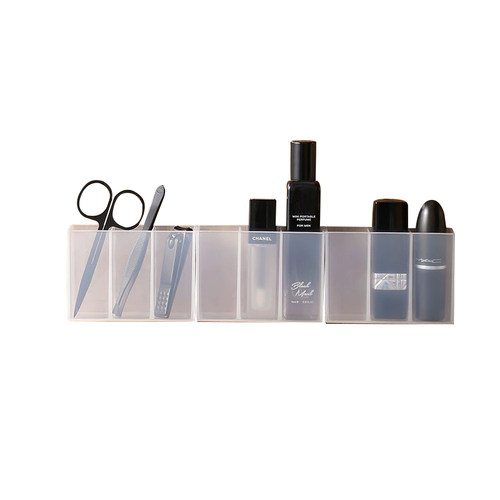 口红分格收纳盒可粘三分式收纳架透明亚克力防尘防潮化妆品收纳盒 - 图3