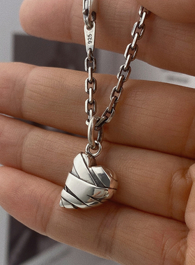 纯银女生绷带爱心项链小众设计感