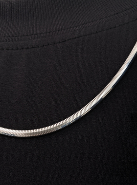 不拘S925纯银镀白金软蛇骨链男士项链高级感锁骨链素链简约百搭