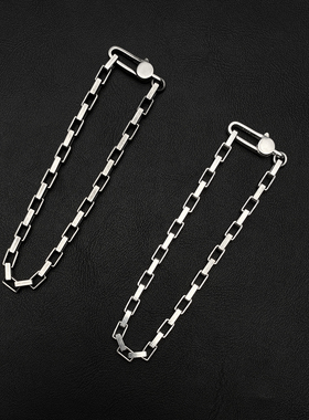 不拘S925纯银细长方手链简约男生女生手链叠戴时尚个性银饰