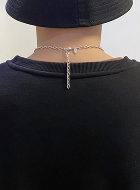 纯银男太丸链项链调节长度