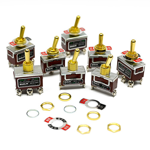 复古开关老式拨杆全黄铜手柄单双控钮子开关12V220V电灯用金色 - 图3