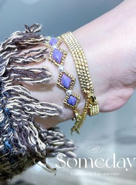 自留菱形串珠米珠手链材料包叠戴显白保色简约闺蜜礼物可定制