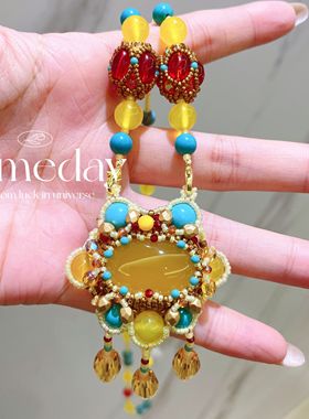 串珠祥云平安锁项链民族饰品古风汉服配饰毛衣链礼物儿童