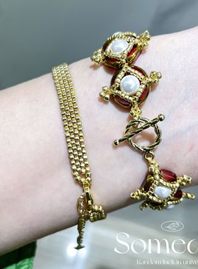 新年红菱形喵金串珠手链材料包显白保色简约闺蜜木有礼物可定制